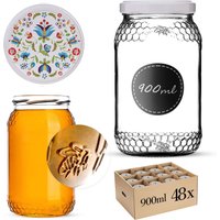 Szklany słój Lierde 900ml fi 82 mm 48 szt. + wieczka "Kaszubski folklor"