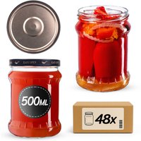 Słoiki na przetwory Kisko 500ml fi 82 mm 48szt + wieczko Czarno złote