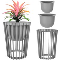 Kwietnik dwustronny Aytre 54 cm platynowy + 2 wkłady