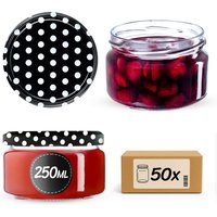 Słoiki na przetwory Denia 250ml 50szt fi 82 mm + wieczko "Czarny groszek"