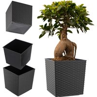 Donica na kwiaty z wkładem rattan 30 cm, grafit