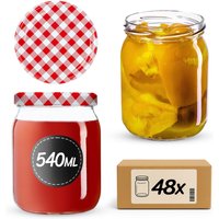 Słoiki Senna 540ml 48szt fi 82 mm + wieczka "Czerwona Krata"