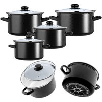 Zestaw garnków emaliowanych Pruno 2L, 3L, 4L, 5L czarne