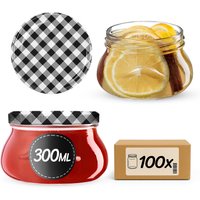 Słoiki na przetwory Raja 300ml 100szt fi 82 mm + wieczka "Czarna Krata"