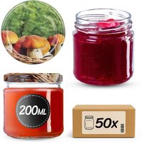 Słoiki na przetwory Lerma 200ml 50szt fi 66 mm + wieczka "Grzyby w koszyku"