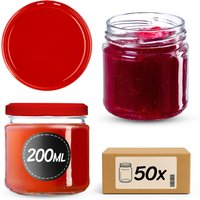 Słoiki na przetwory Lerma 200ml 50szt fi 66 mm + wieczka czerwone