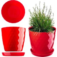 Doniczka na kwiaty z podstawką 20 cm, czerwona