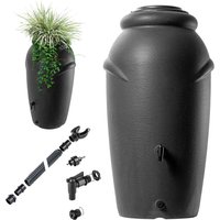 Zbiornik na deszczówkę Vidor 210L + zestaw przyłączeniowy, antracyt