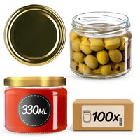 Słoiki na przetwory Sonka 330ml 100szt fi 82 mm + wieczka złote