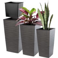 Donice na kwiaty z wkładem Tuluza dłuto 30 cm + 35 cm + 40 cm, grafit