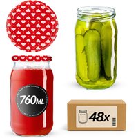 Słoiki na przetwory Niva 760ml 48szt fi 82 mm + wieczka "Serca"