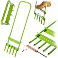 Aerator rurkowy ręczny do trawników Adum 90 x 30 cm stalowy zielony