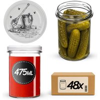 Słoiki na przetwory Befa 475ml 48szt fi 82 mm + wieczka "Słój z miodem"