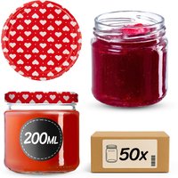 Słoiki na przetwory Lerma 200ml 50szt fi 66 mm + wieczka "Serca"