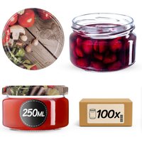 Słoiki na przetwory Denia 250ml 100szt fi 82 mm + wieczko "Pieczarka, czosnek"
