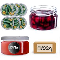 Słoiki na przetwory Denia 250ml 100szt fi 82 mm + wieczko "Ogórki"