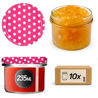 Słoiki na przetwory Tartu 235ml 10szt fi 82 mm + wieczka "Groszek różowy"
