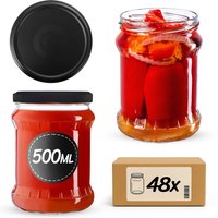 Słoiki na przetwory Kisko 500ml 48szt 82mm + wieczka "Czarny mat"