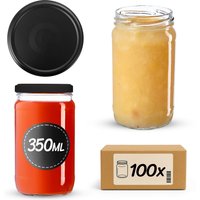 Słoiki na przetwory Gera 350ml fi 66 mm 100szt + wieczko Czarny mat