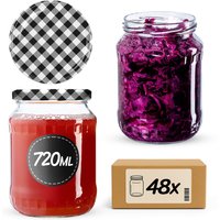 Słoiki na przetwory Jukka 720ml 48szt fi 82 mm + wieczka "Czarna krata"
