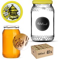 Szklany słój Lierde 900ml fi 82 mm 48 szt. + wieczka "Pszczoły"