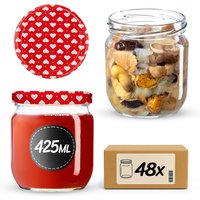 Słoiki na przetwory Salla 425ml 48szt fi 82 mm + wieczka "Serca"
