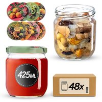 Słoiki na przetwory Salla 425ml fi 82 mm 48szt + wieczko Egzotyczne owoce