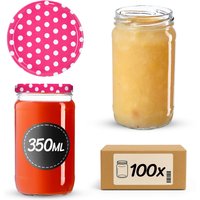 Słoiki na przetwory Gera 350ml fi 66 mm 100szt + wieczka "Groszek różowy"