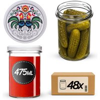 Słoiki na przetwory Befa 475ml 48szt fi 82 mm + wieczka "Kogut"