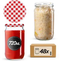 Słoiki na przetwory Niva 720ml 48szt fi 82 mm + wieczka "Czerwona Krata"