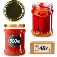 Słoiki na przetwory Kisko 500ml 48szt fi 82 mm + wieczka złote