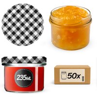 Słoiki na przetwory Tartu 235ml 50szt fi 82 mm + wieczka "Czarna krata"
