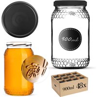 Szklany słój Lierde 900ml fi 82 mm 48 szt. + wieczka "Czarny mat"