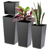 Zestaw 3 donic na kwiaty z wkładem Pesaro rattan 30, 35, 40 cm grafit