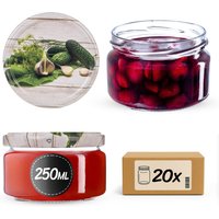 Słoiki na przetwory Denia 250ml 20szt fi 82 mm + wieczko "Ogórek"