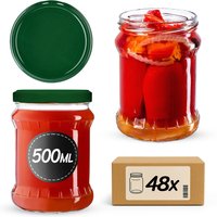 Słoiki na przetwory Kisko 500ml 48szt fi 82 mm + wieczka zielone