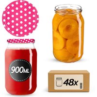 Słoiki na przetwory Simo 900ml 48szt fi 82 mm + wieczka "Groszek różowy"
