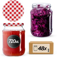 Słoiki na przetwory Jukka 720ml 48szt fi 82 mm + wieczka "Czerwona krata"
