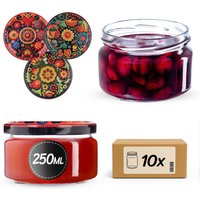 Słoiki na przetwory Denia 250ml 10szt fi 82 mm + wieczko "Haft"