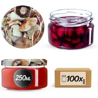 Słoiki na przetwory Denia 250ml 100szt fi 82 mm + wieczko "Grzyby"