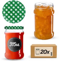Słoiki na przetwory Seno 315ml 20szt fi 66 mm + wieczka "Zielona krata"