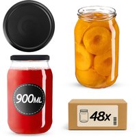 Słoiki na przetwory Simo 900ml 48szt 82mm wieczka "Czarny mat"