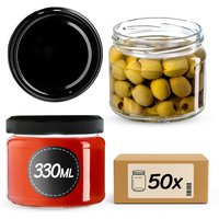 Słoiki Sonka 330ml 50szt fi 82 mm + wieczka czarne