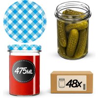 Słoiki na przetwory Befa 475ml 48szt fi 82 mm + wieczka "Niebieska krata"