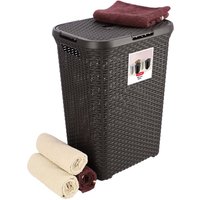 Kosz z pokrywą Curver Natural Style 60L brązowy
