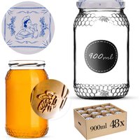 Szklany słój Lierde 900ml fi 82 mm 48 szt. + wieczka "Kucharka"