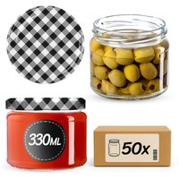 Słoiki Sonka 330ml 50szt fi 82 mm + wieczka "Czarna Krata"