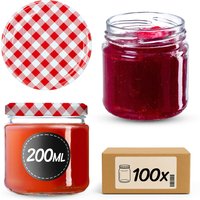 Słoiki na przetwory Lerma 200ml 100szt fi 66 mm + wieczka "Czerwona krata'