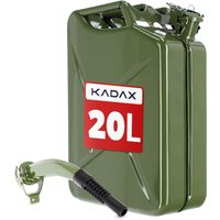 Kanister na paliwo stalowy 3 uchwyty, 20L + lejek 31 cm, zielony