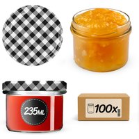 Słoiki na przetwory Tartu 235ml 100szt fi 82 mm + wieczka "Czarna krata"